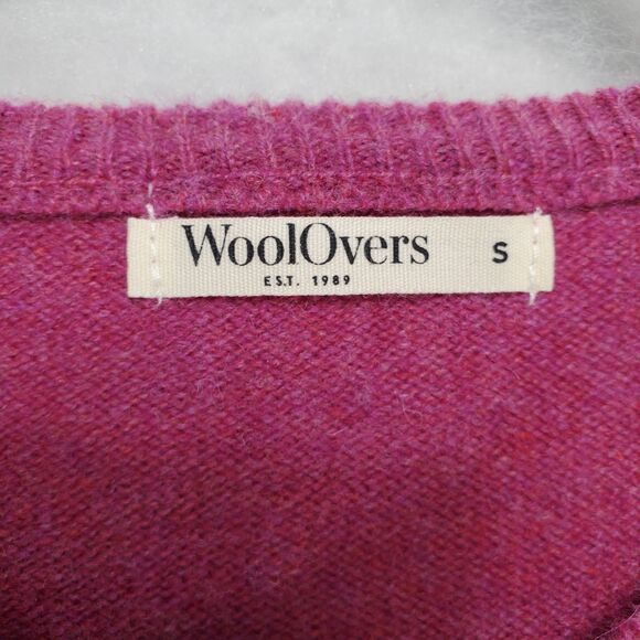 S WoolOvers Lambswool Cardigan Sweater Button Down Hot Pink Wool Overs Womens - Picture 4 of 13